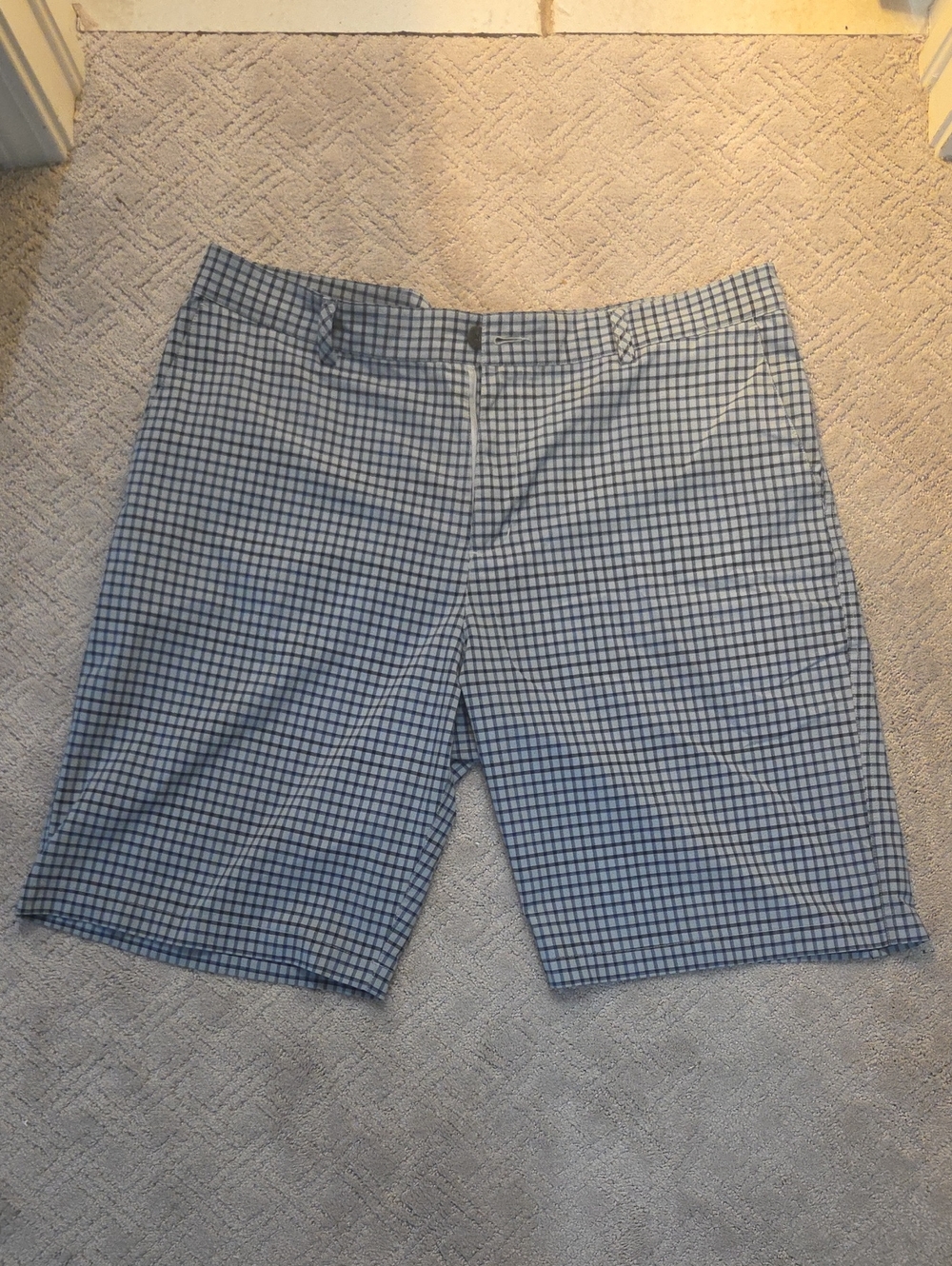 Adidas Men's Gingham Performance Golf Shorts - Blue